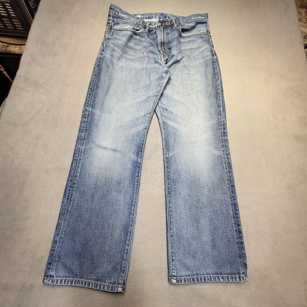 Gap 1969 Jeans Mens 35x30 Blue Straight Leg Distressed Denim